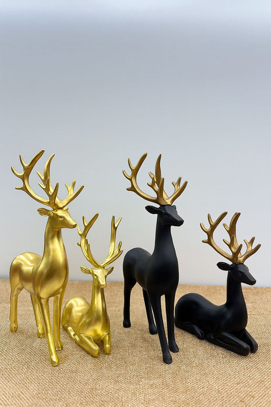2pcs Deer Showpiece Set – Elegant Fiber Décor (Random Color)