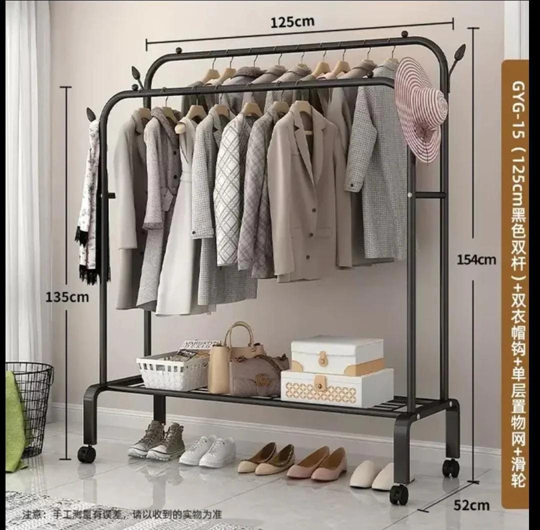 Double Pole Metal Cloth Stand for Home and Office Use