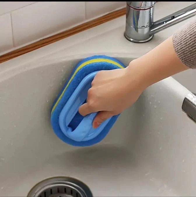 Plastic Magic Sponge with Handle - Powerful Cleaning Assistant for Effortless Scrubbing