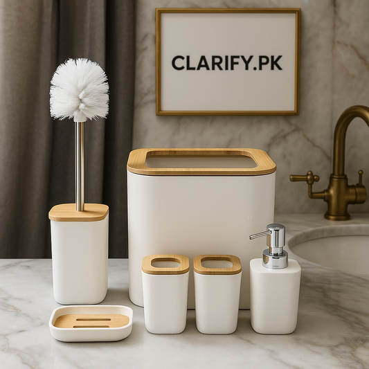Premium White 6 Pcs Bathroom Set – Modern Accessories