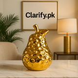 Golden Ceramic Decoration – Elegant Pear Design Ornament (Medium)