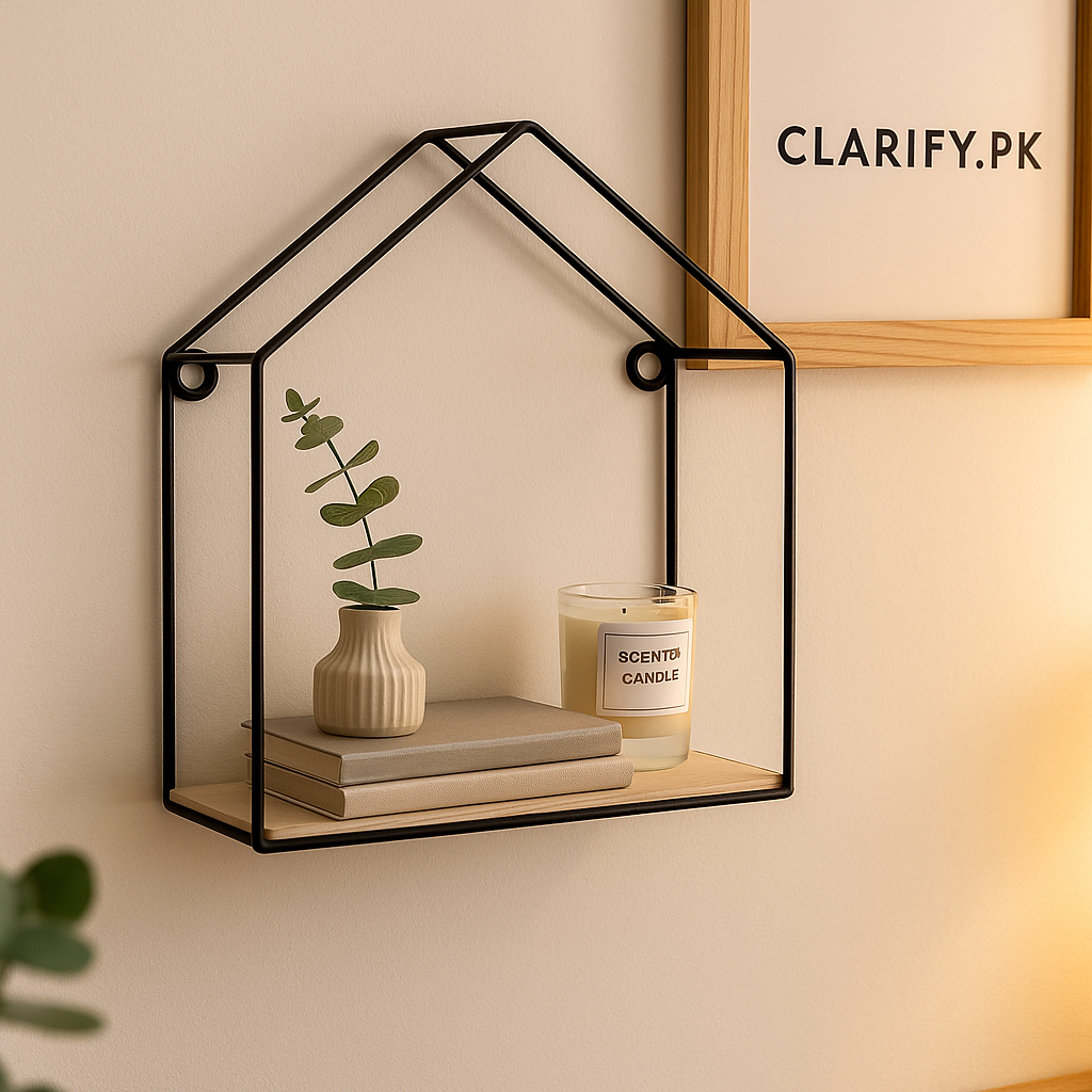 Hut Style Wall Shelf with 1 Tier – Decorative Storage Organizer