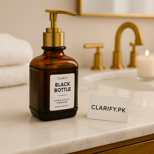 Black Soap & Lotion Dispenser with Gold Pump – Elegant Refillable Bottle
