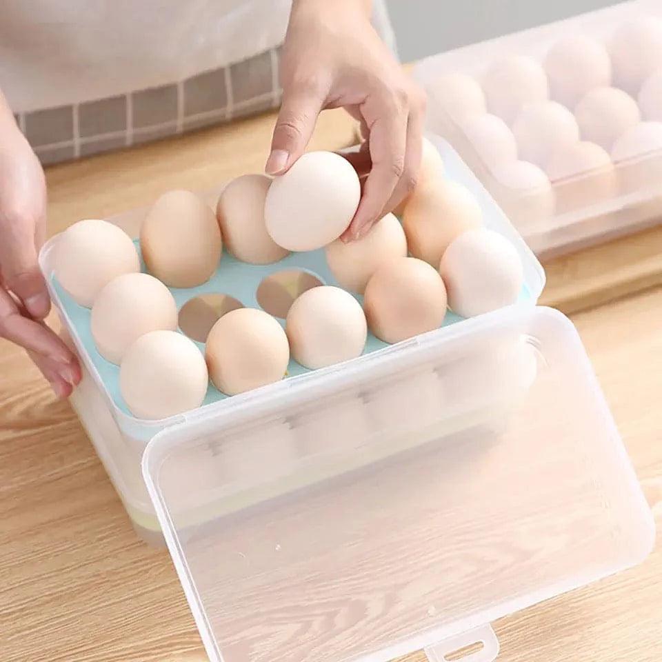 Transparent 15 Grid Egg Storage Box for Fridge Organization and Freshness Preservation