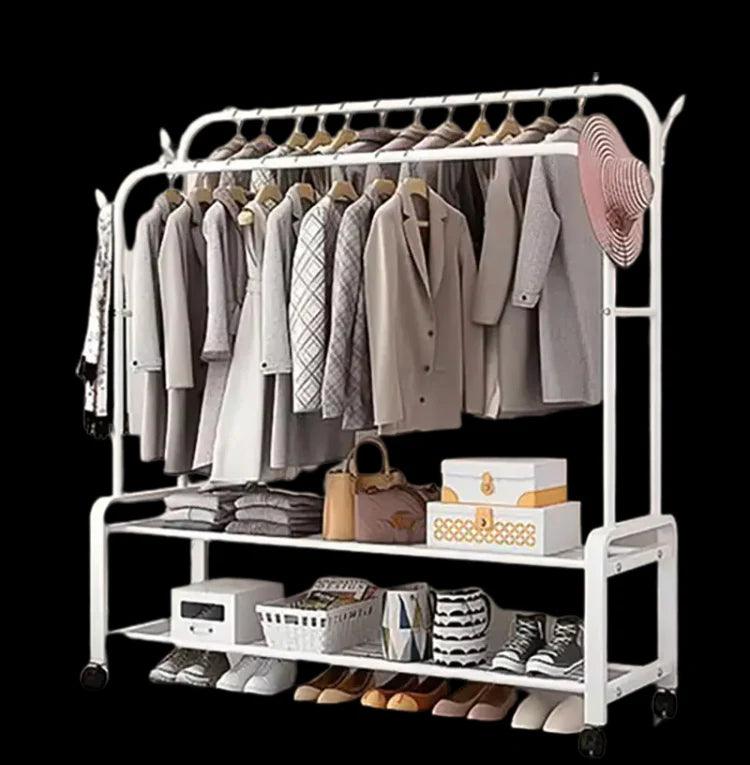 Double Pole Metal Cloth Stand for Home and Office Use