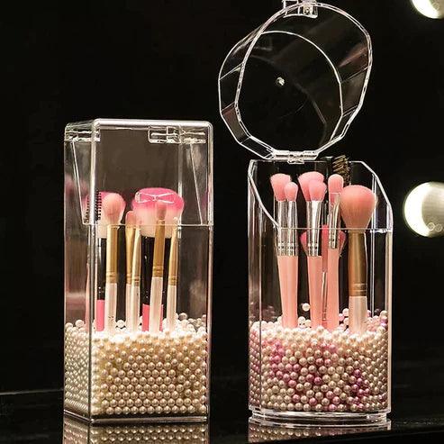 Acrylic Cosmetic Brush Holder - Stylish Acrylic Pearl Makeup Brush Organizer - Clarify.pk