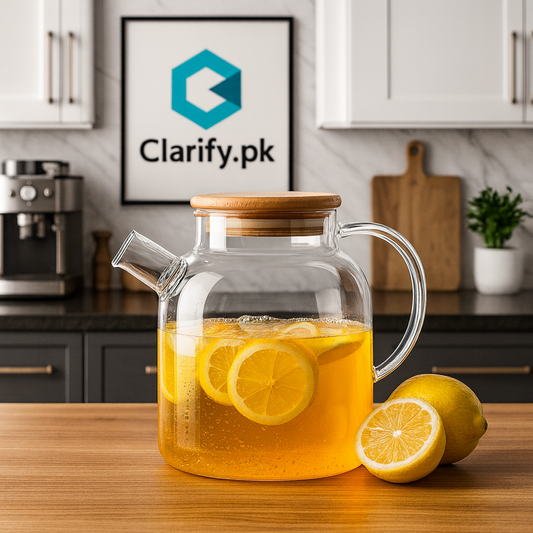 Premium 1800ml Glass Kettle with Wooden Lid