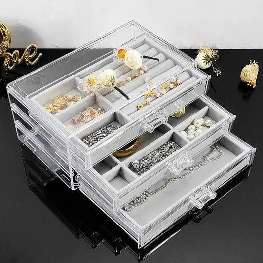 Acrylic Jewelry Organizer with 3 Drawers for Stylish Storage