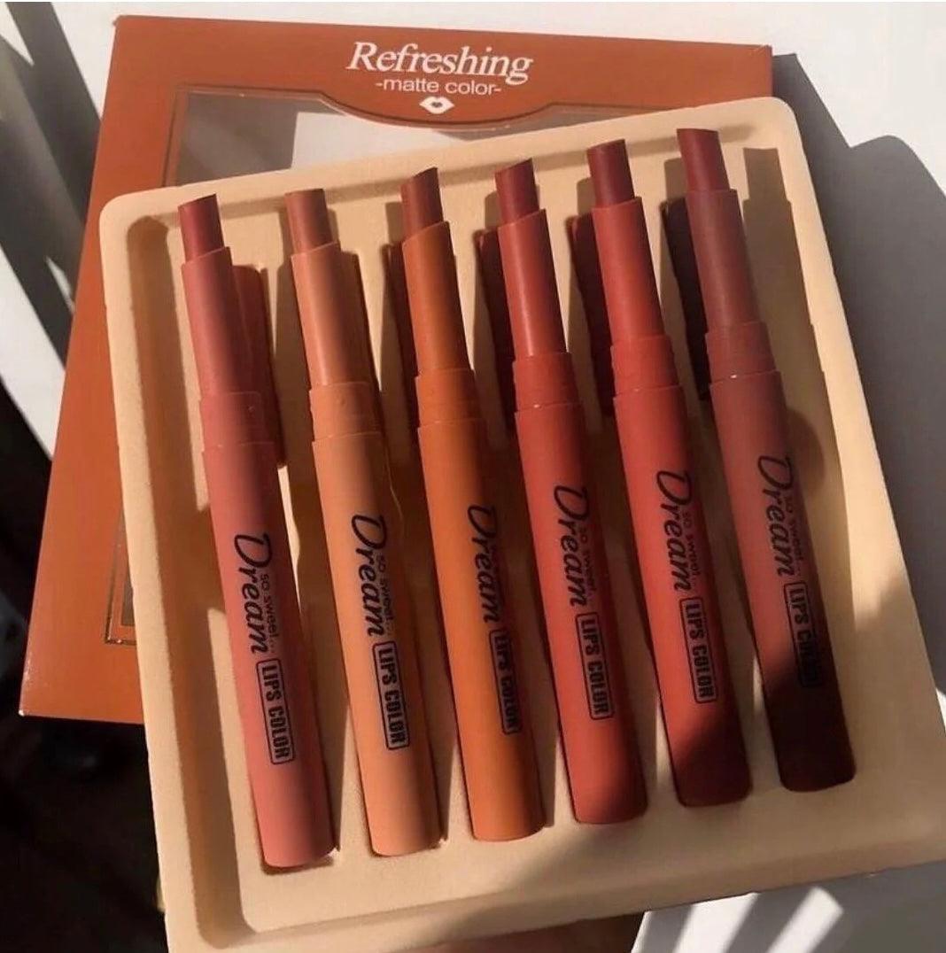 6pcs Long-Lasting Waterproof Matte Velvet Lipstick Set - Moisturizing Non-Stick Formula - Clarify.pk