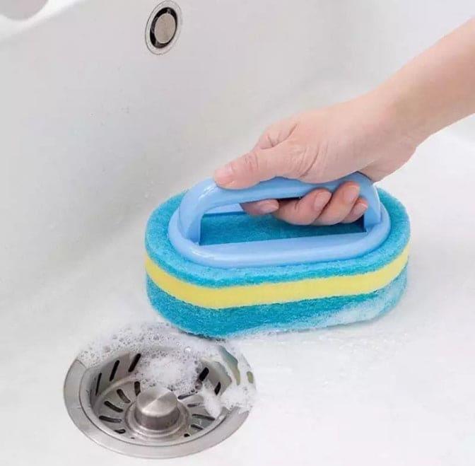 Plastic Magic Sponge with Handle - Powerful Cleaning Assistant for Effortless Scrubbing