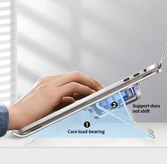 Portable Laptop Cooling Stand - Adjustable Height Aluminum Ergonomic Fan Stand