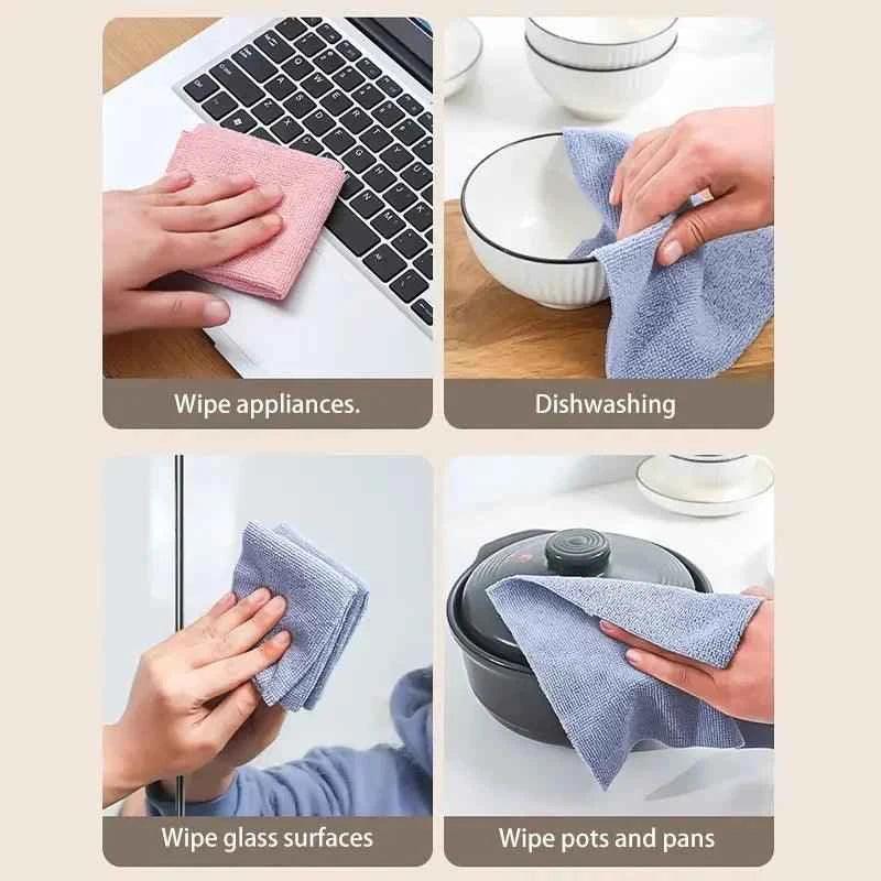 Reusable Pack of 20Pcs/ pack of 10Pcs box Microfiber Towel Absorbent Kitchen Cleaning Dishcloths.