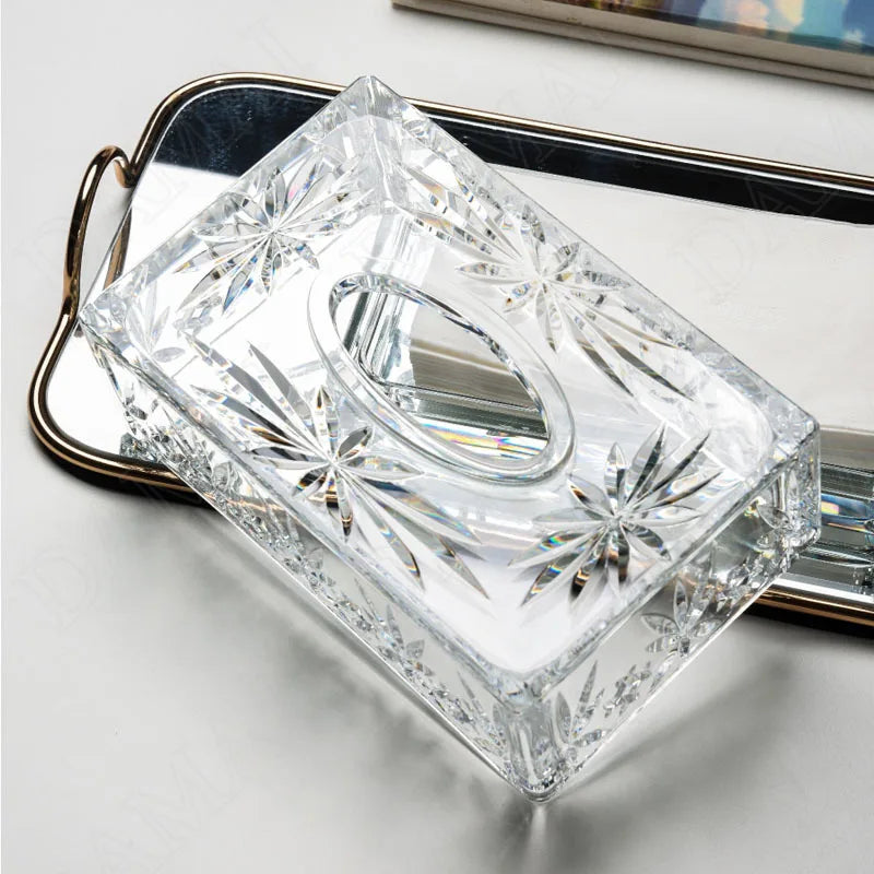 European Acrylic Tissue Box Hollow Out Decor Western Restaurant Desktop Napkin Organizer Modern Home Living Room Paper Boxes
