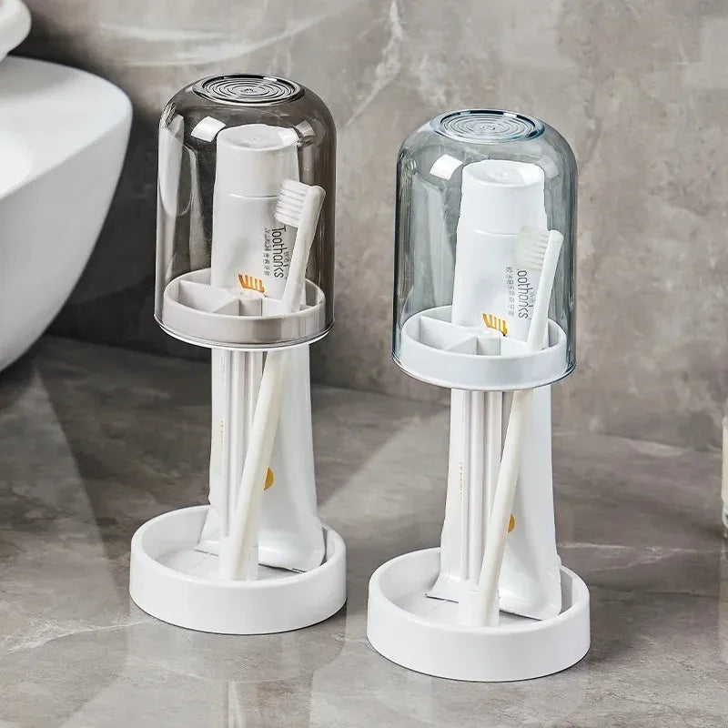 New Multifunctional Home Bathroom Brush Holder Dustproof Cover Drainage Cup Rack Toiletries Storage Shelf Non-Brand Chinese Made