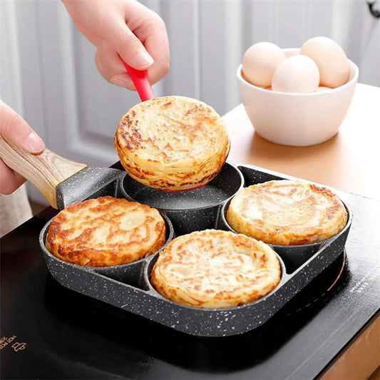 4-hole Omelet Pan Frying Pot Thickened Non-stick Egg Pancake Steak Cooking Hamburg bread Breakfast Maker Induction cooker