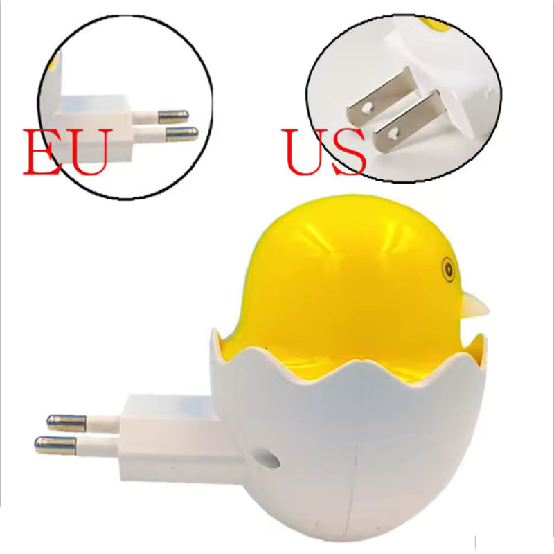 Creative In Line Plug Night Lamp For Children Cracked Chicken Decoration Bedroom LED Lamp Convenient Lustre With Light Induction