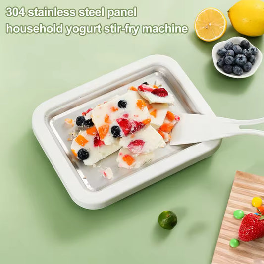 Ice Cream Maker Pan with 2 Scrapers Ice Cream Maker Plate Multifunctional Cold Sweet Fried Food Plate Rolled Ice Cream Maker