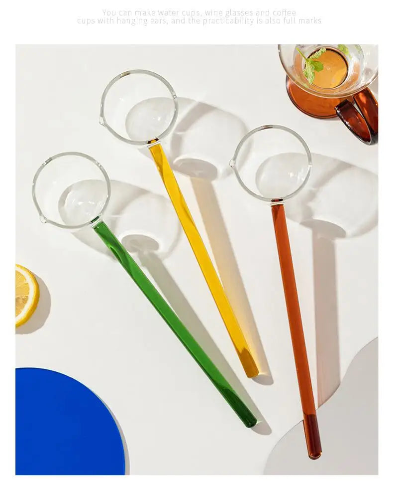 Transparent Glass Snoop Ice Cream Dessert Scoop Tea Stirring Cocktail Teaspoon Handmade Sharp Mouth Soup Spoon