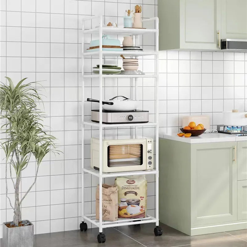Kitchen multi-level floor-standing storage rack, household movable storage rack, wall-mounted storage rack