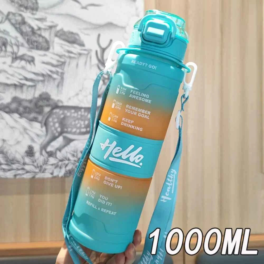Handheld Sports Kettle with Straw Large Capacity Portable Water Cup with Straw 1000ml Dustproof Fitness Water Bottle Camping
