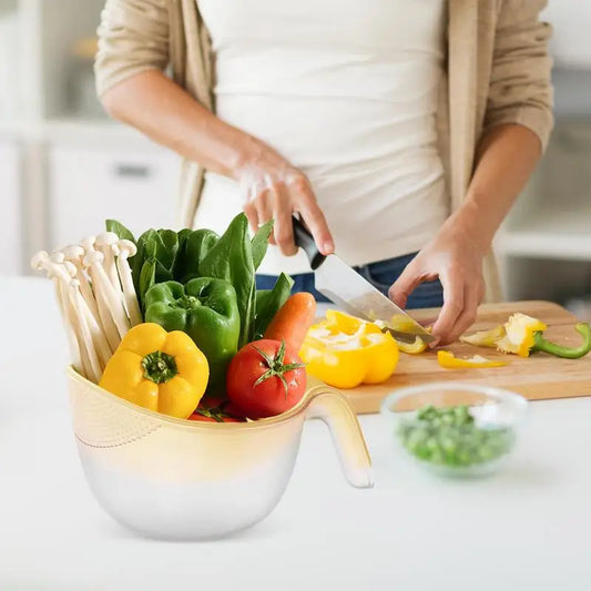 Fruit Washing Basket Double Layer Fruit Draining Basket Fruit Rinser Rice Strainer For Food Vegetables Cleaning Washing