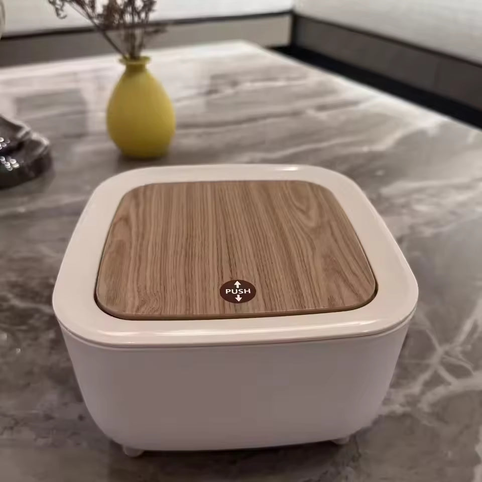 Mini Desktop Bin Small Trash Can Tube with Cover Bedroom Trash Can Garbage Can Clean Workspace Storage Box Home Desk