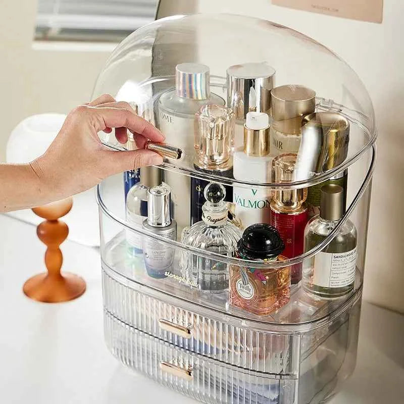 Transparent Desk Makeup Organizer Box, Large Capacity Cosmetic Jewelry Storage Drawer Bathroom Dressing Table Sundries Container