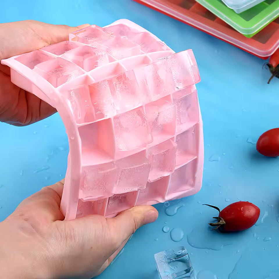 Silicone world 24/15 Grids Silicone Ice Cube Mold Trays with Lids Icecream Cold Drinks Whiskey Cocktails Kitchen Tools Ice Mold