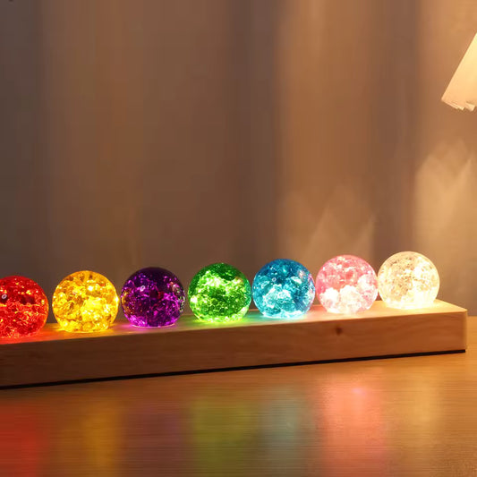 Ball Night Light Decor 360° Rotation Glass Ball Night Light Decor Soft Lighting 7 Color Lamp Ornament Safety for Home Office