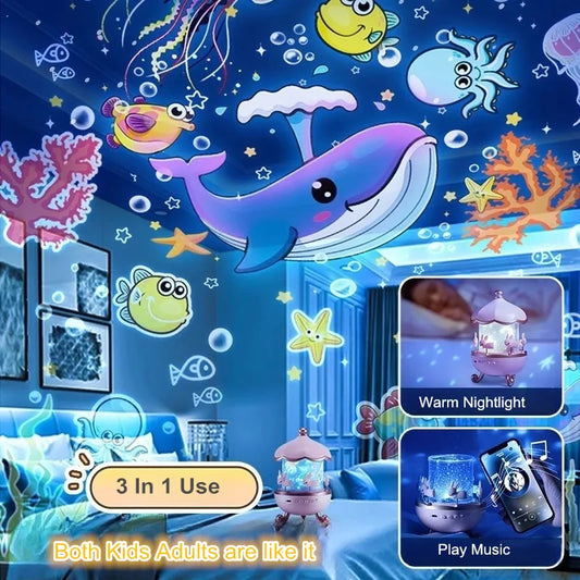 Kids Night Light Projector 21 Films & Bluetooth Music Player Rechargeable Nightlights Bedroom Decor Birthday Gift Star Projector