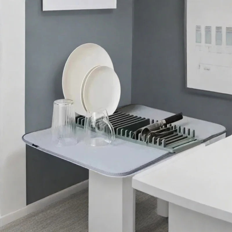 2-in-1 Drying Mat Non-slip Kitchen Sink Countertop Dish Drying Pads to Prevent Water Accumulation Kitchen Counter Mat