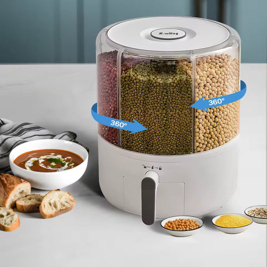 Grains Storage Box Be Rotated Into Compartments, Rice Bucket, Insect-proof and Moisture-proof Sealed Household Rice Storage Box