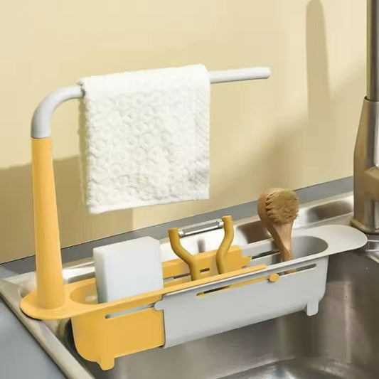 Multifunction Telescopic Sink Drain Rack Sponge Holder Expandable Storage Basket Organizer Dishcloth Rack Kitchen Accessories