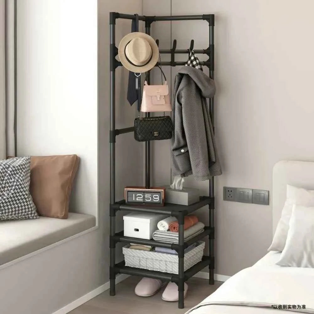 Bedrooms Corner Clothes Rack Multi-Layer Nightstand Clothes Coat Racks Simple Household Bedroom Floor Standing Hangers Shelve