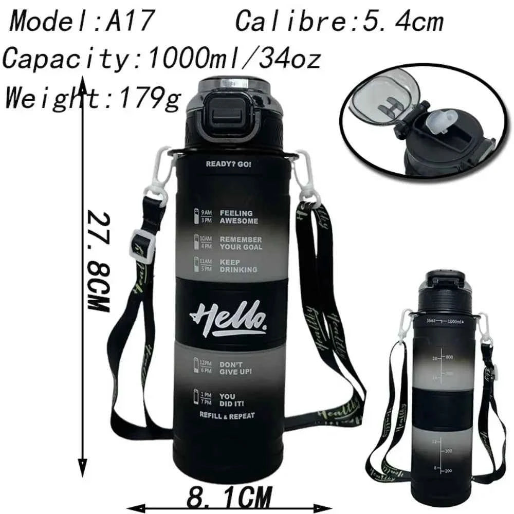 Handheld Sports Kettle with Straw Large Capacity Portable Water Cup with Straw 1000ml Dustproof Fitness Water Bottle Camping