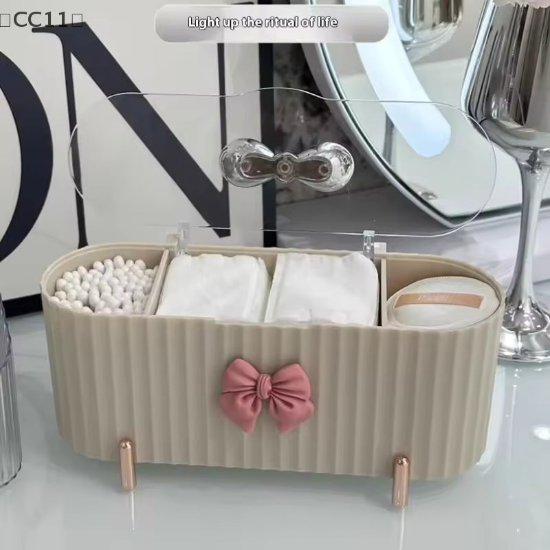 【CC11】Desktop Makeup Brushes Transparent Cotton Pads Beauty Egg Organizer Cosmetic Organizer Cotton Swabs Storage Case