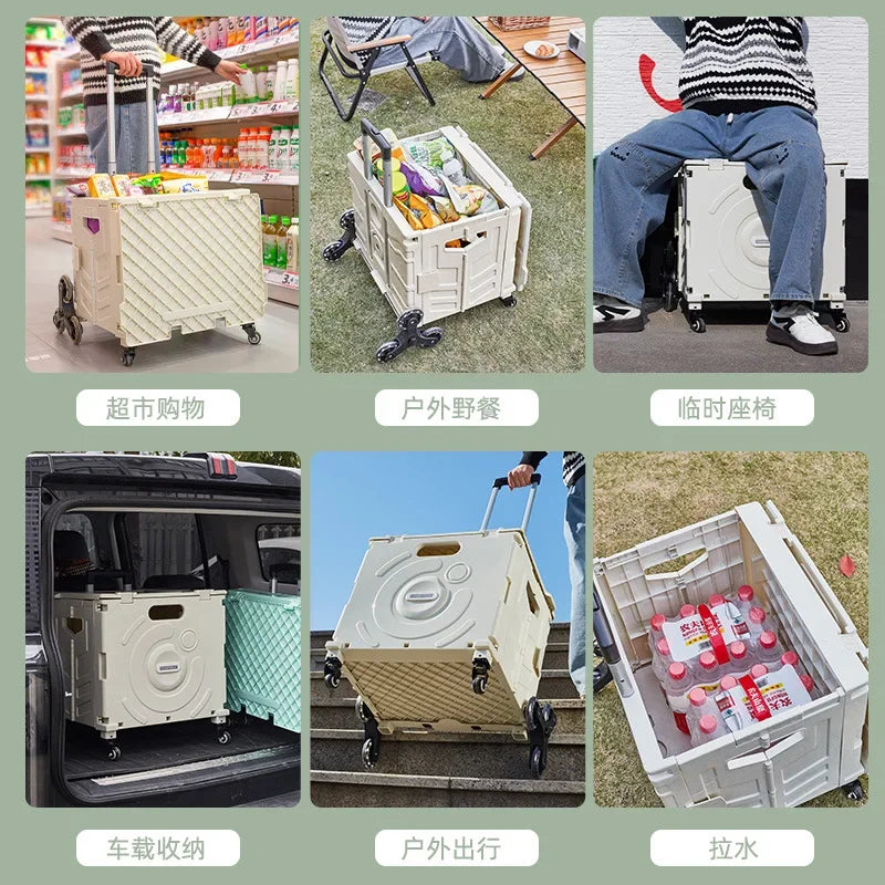 Outdoor Folding Trolley, Upstairs Climbing Camping Trolley, Large Storage Trolley, Family Car Folding Shopping Cart