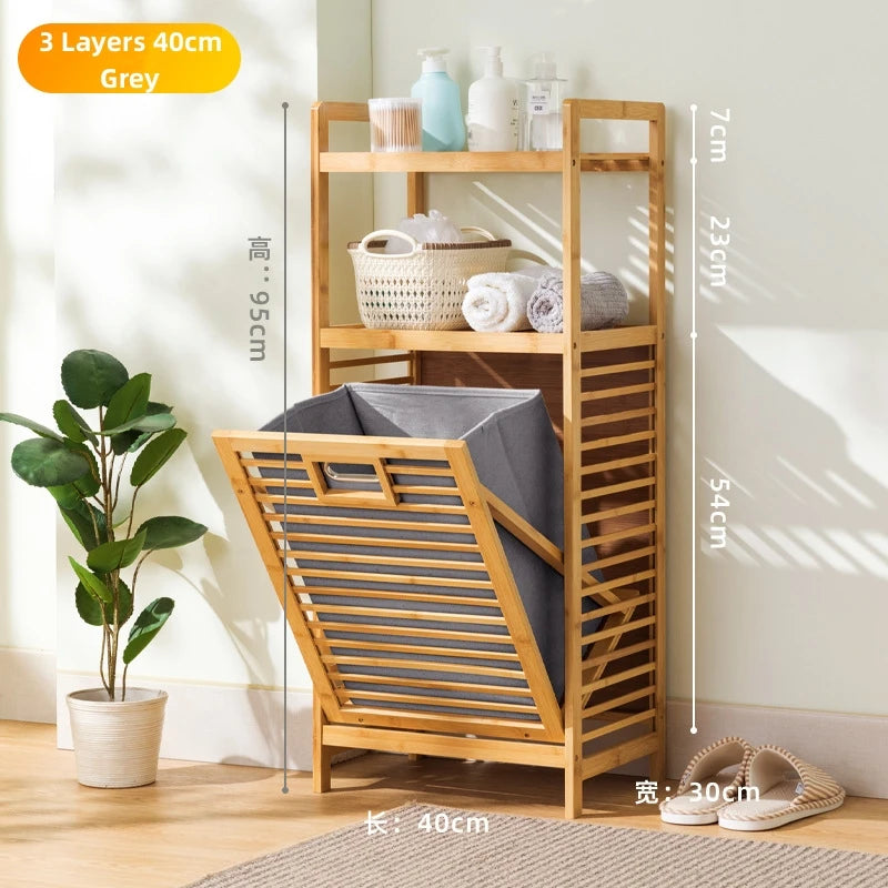 Dirty Clothes Basket Wood Vine Weaving Laundry Hamper Multi-function Bathroom Rack Large Capacity Laundry Baskets Storage Rack