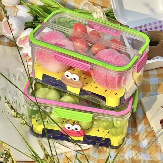 Sealed Food Storage Container Save Space Portable Refrigerator Storage Box with Lid Large Capacity Drain Basket with Handle