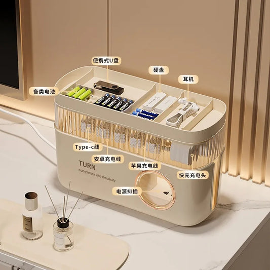 Power cord, wire storage box, power strip, safety box, desktop cover, artifact, data cable socket, junction box