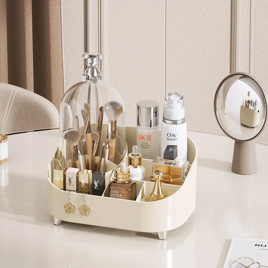 Large Capacity Makeup Organizer with Lid Desktop Skincare Storage Box Cosmetic Brush Eyebrow Pencil Holder Organizer for Vanity