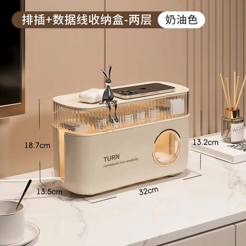 Power cord, wire storage box, power strip, safety box, desktop cover, artifact, data cable socket, junction box