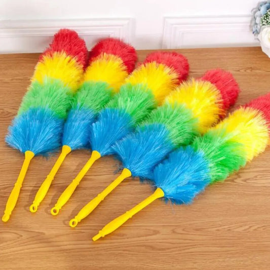 Rainbow Feather Duster Flexible Handle Anti Static Dusting Tool For Home Car Cleaning Colorful Soft Feathers Easy Storage