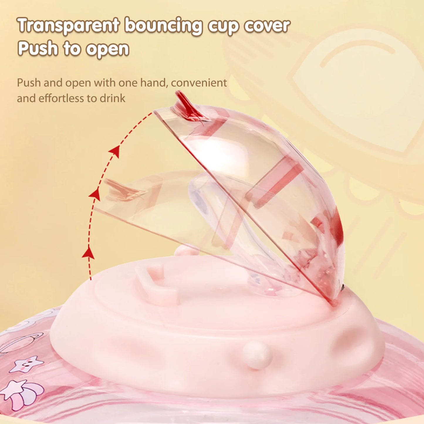 UFO Shape Plastic Cup Summer Cute Water Bottle with Rope and Sticker 550ml Creative Kids Water Cup Bottle Kids Water Sippy Cup