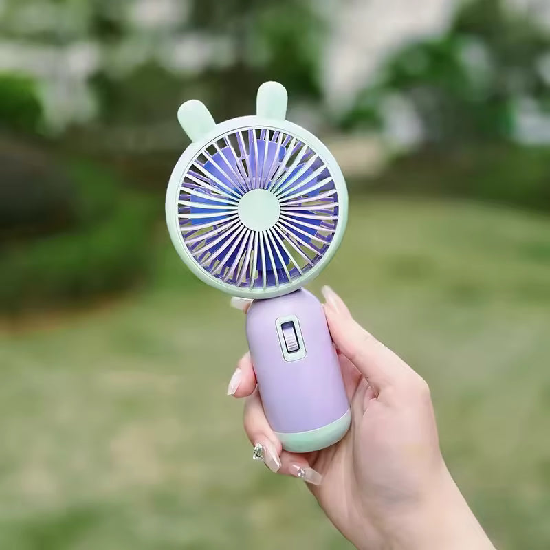 Cute Portable Mini Fan High Wind Power Handheld Outdoor Personal USB Rechargeable Desktop Fan Compact Size Easy to Carry