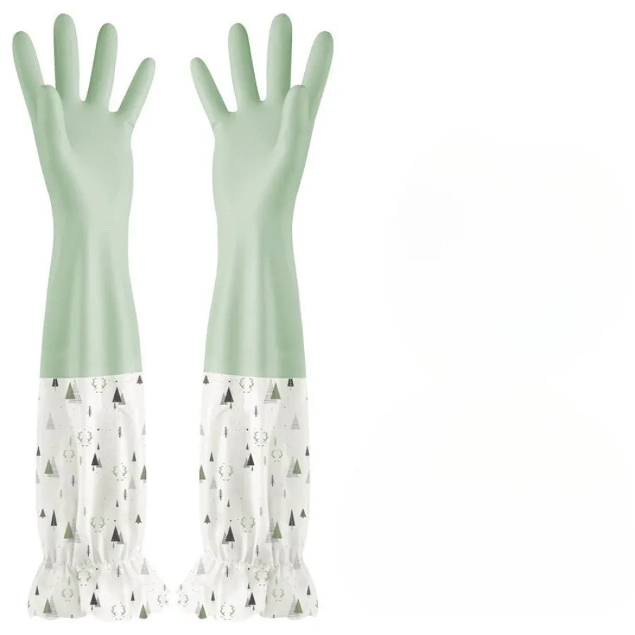 Dishwashing gloves Women's waterproof rubber durable type brush laundry leather household thickening household chores