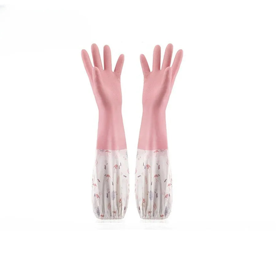 Dishwashing gloves Women's waterproof rubber durable type brush laundry leather household thickening household chores