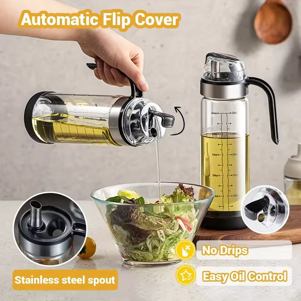550ML Cooking Seasoning Oil Bottle Sauce Bottle Glass Storage Bottles for Oil and Vinegar Oil Dispenser For Kitchen
