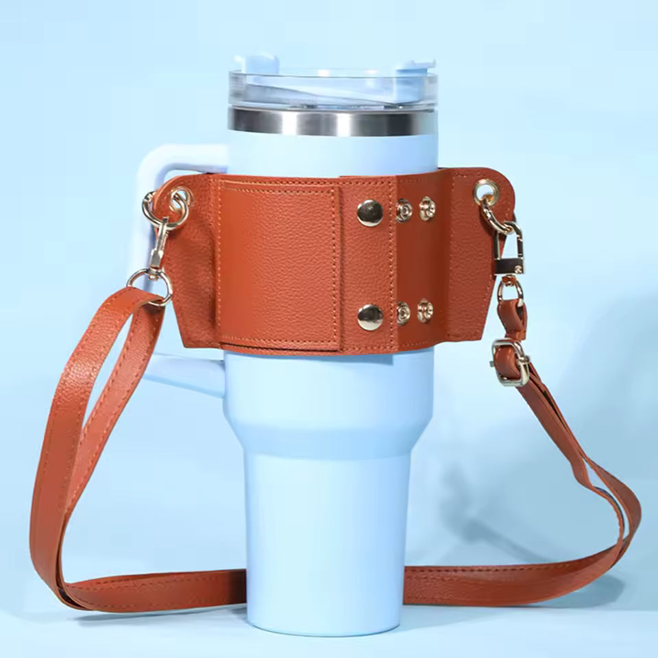 Water Bottle Holder With Strap for 40oz,Water Bottle Pouch Series Tumbler,PU Water Bottle Bag with Adjustable Strap