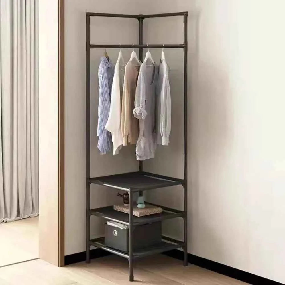 Bedrooms Corner Clothes Rack Multi-Layer Nightstand Clothes Coat Racks Simple Household Bedroom Floor Standing Hangers Shelve